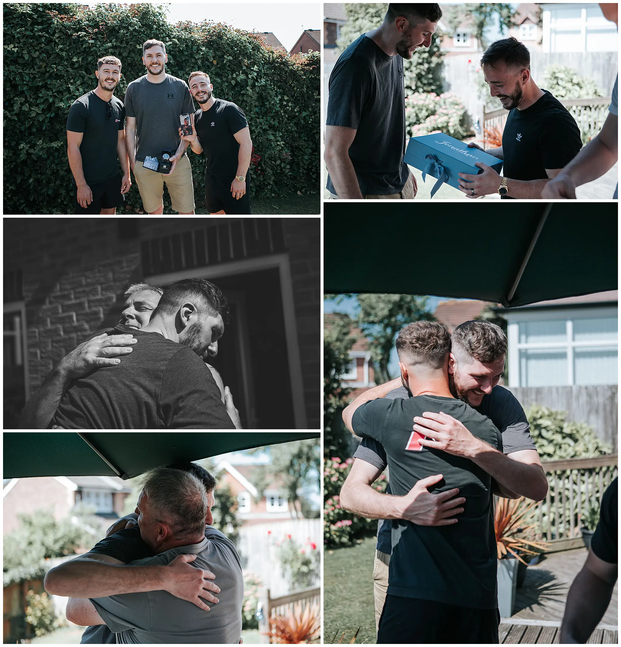 Groomsmen hugs